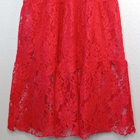 Xscape Red Lace Evening Cocktail Valentine’s Day Midi Dress - Picture 4 of 16